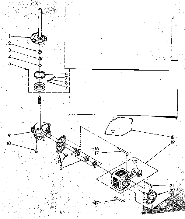 Kenmore 11082672610 brake, clutch, gearcase, motor and pump parts diagram