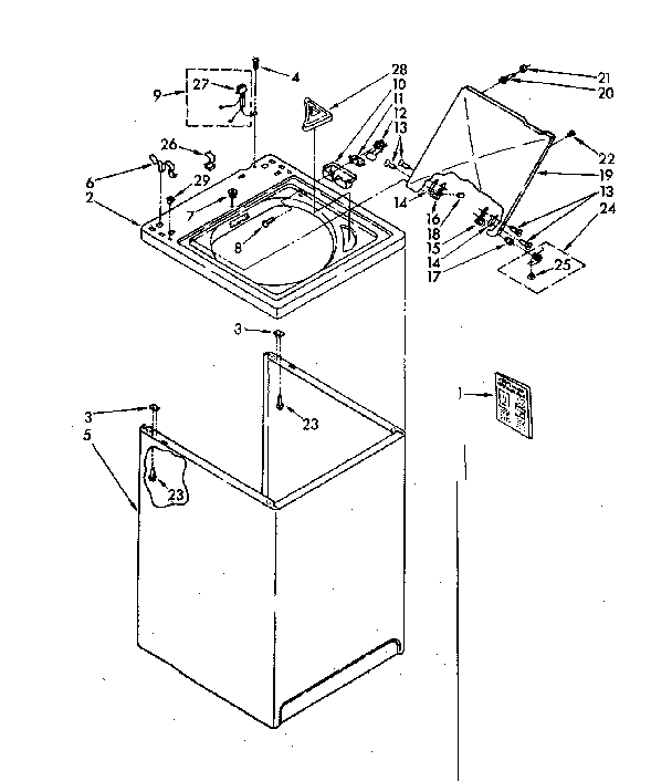 Kenmore 11082673300 top and cabinet parts diagram