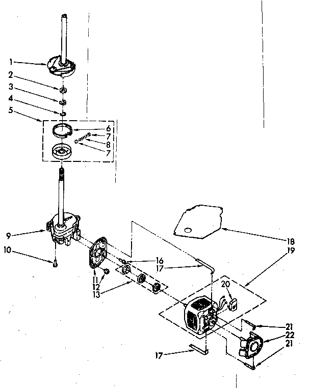Kenmore 11082673300 brake, clutch, gearcase, motor and pump parts diagram