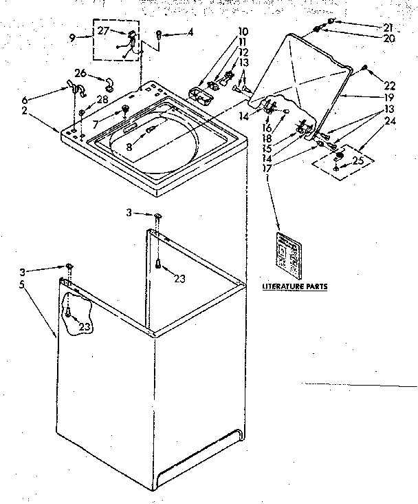 Kenmore 11082680700 top and cabinet parts diagram