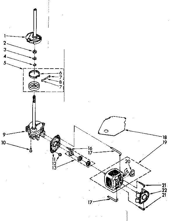 Kenmore 11082692610 brake, clutch, gearcase, motor and pump diagram