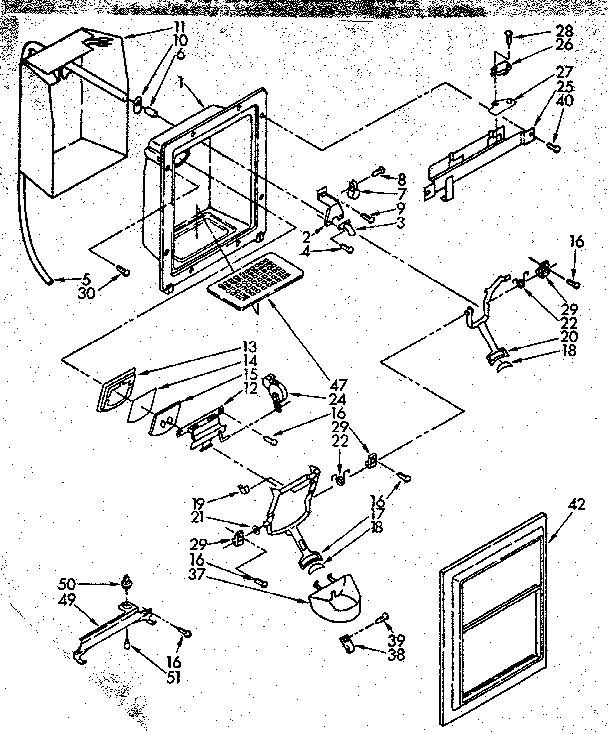 Kenmore 1068576983 dispenser front parts diagram