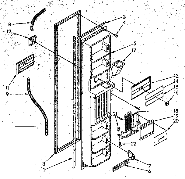 Kenmore 1068576983 freezer interior door panel parts diagram