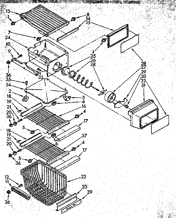 Kenmore 1068576983 freezer interior parts diagram