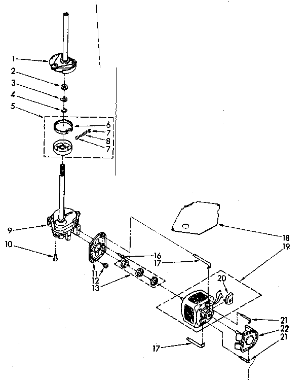 Kenmore 11082683710 brake, clutch, gearcase, motor and pump parts diagram