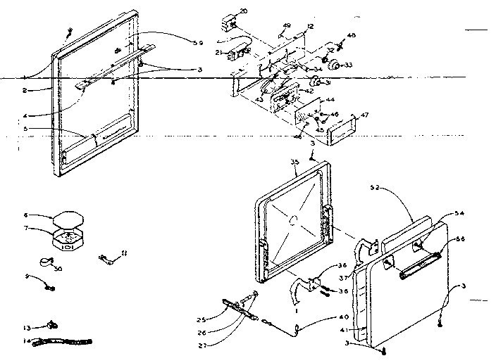 Kenmore 15441082 control panel and door parts diagram