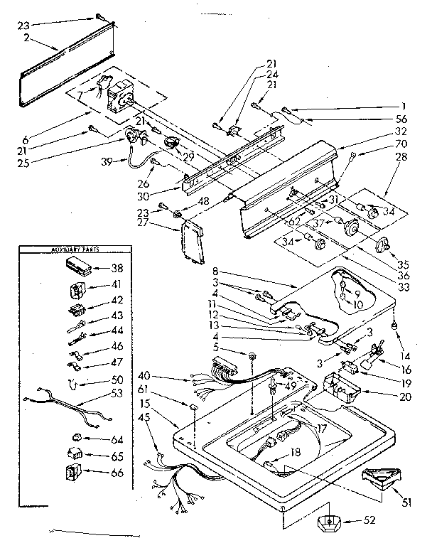 Kenmore 11083382300 top and console parts diagram