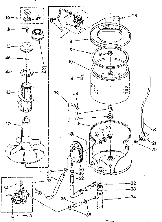 Kenmore 11083382300 tub and basket parts (suds only) diagram