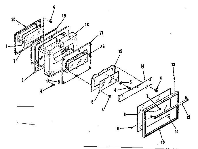 Kenmore 9119388412 oven door section diagram