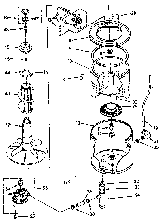 Kenmore 11082370200 tub and basket parts (non-suds only) diagram