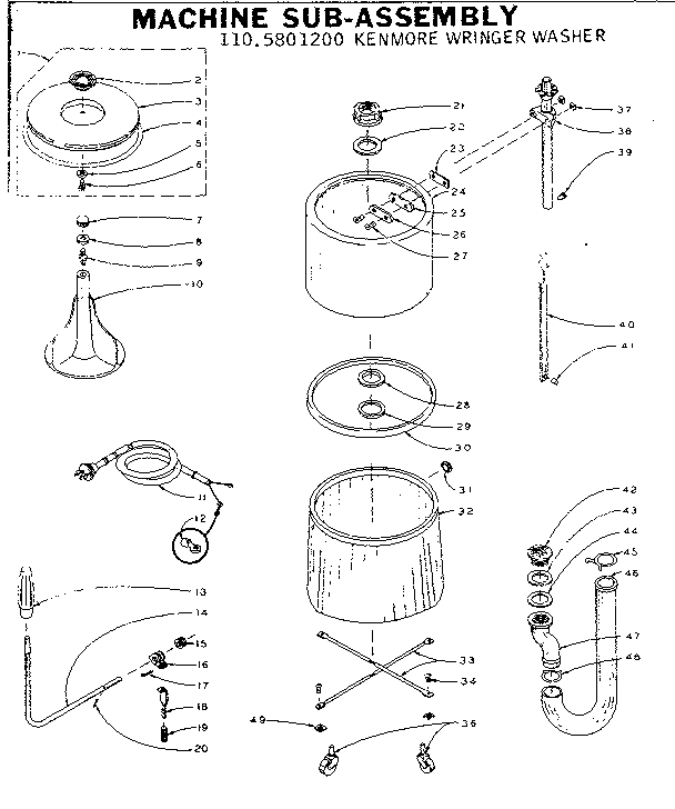 Kenmore 1105801200 machine sub-assembly diagram