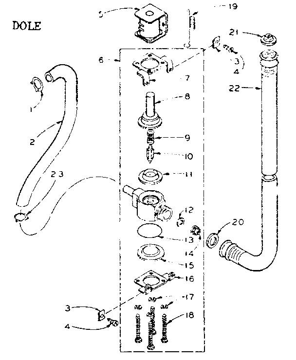 Kenmore 1105804100 water inlet valve - dole diagram