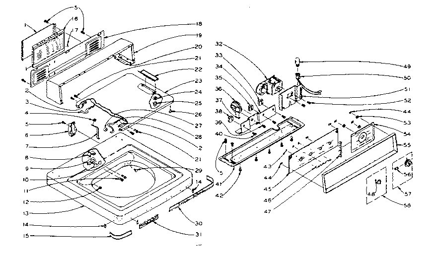 Kenmore 1105804300 machine top assembly diagram