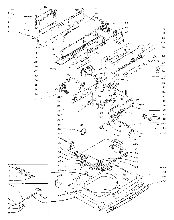 Kenmore 1105804953 top and console assembly diagram