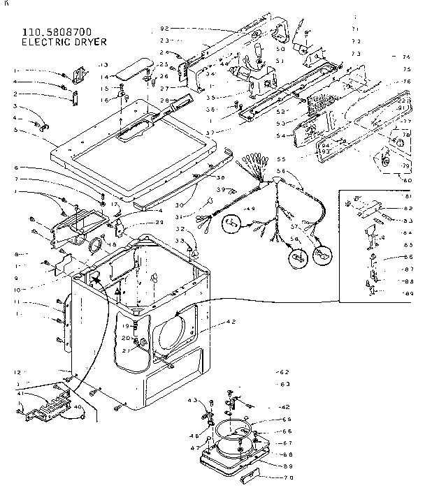 Kenmore 1105808700 machine sub-assembly diagram