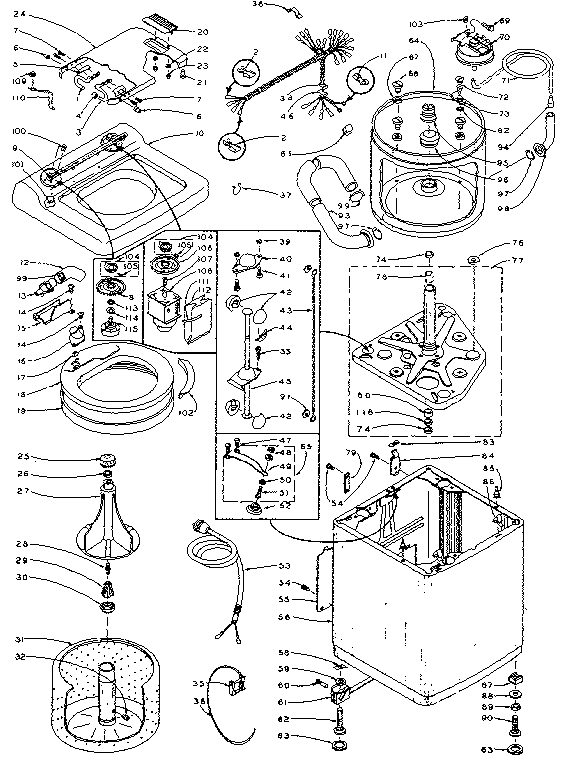 Kenmore 1105815100 machine sub-assembly diagram