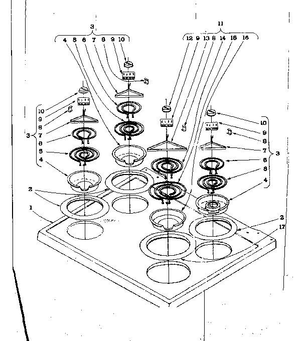 Kenmore 101916591 cook top section diagram