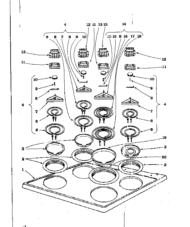 Kenmore 101918590 cook top section diagram