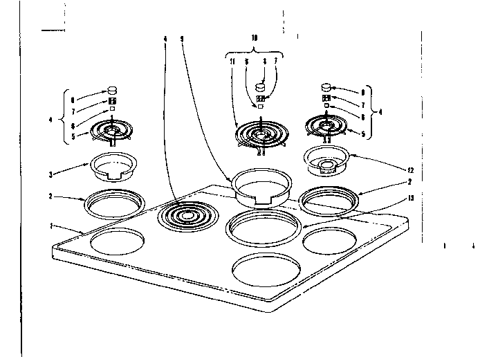 Kenmore 101930620 cook top section diagram