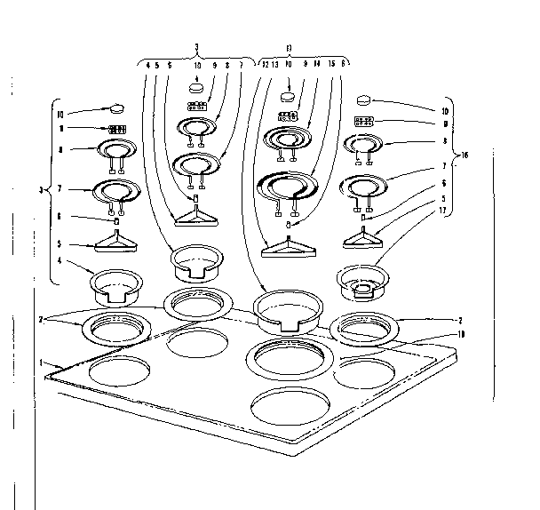 Kenmore 101932610 cook top section diagram
