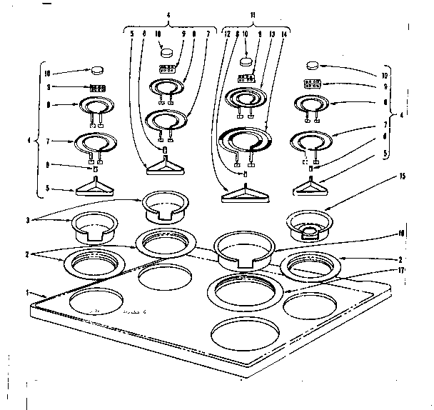 Kenmore 101932620 cook top section diagram