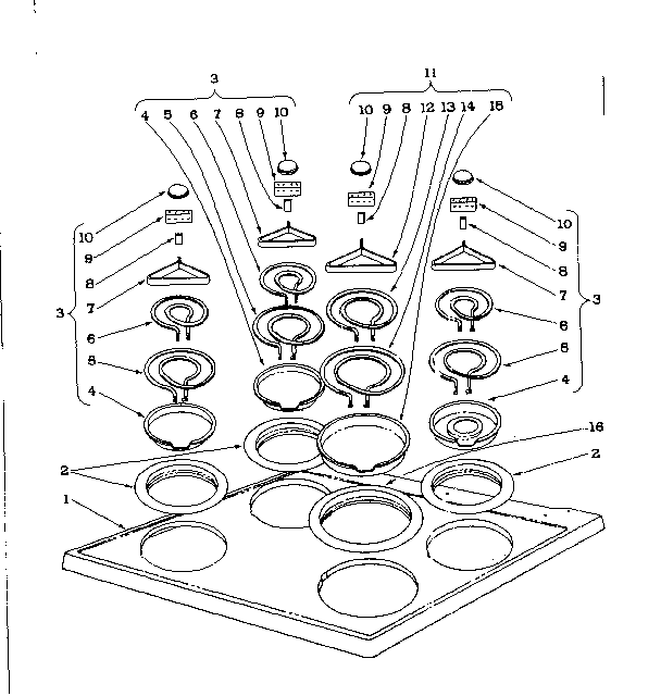 Kenmore 101933590 cook top section diagram