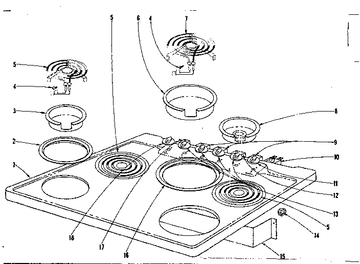 Kenmore 101933634 cook top section diagram