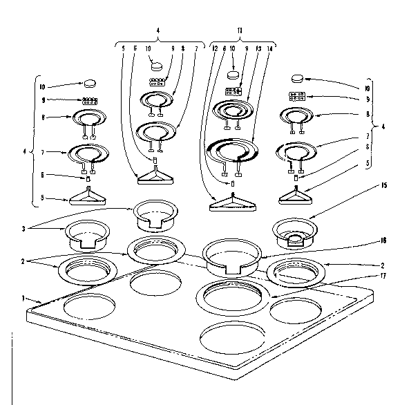 Kenmore 101934620 cook top section diagram