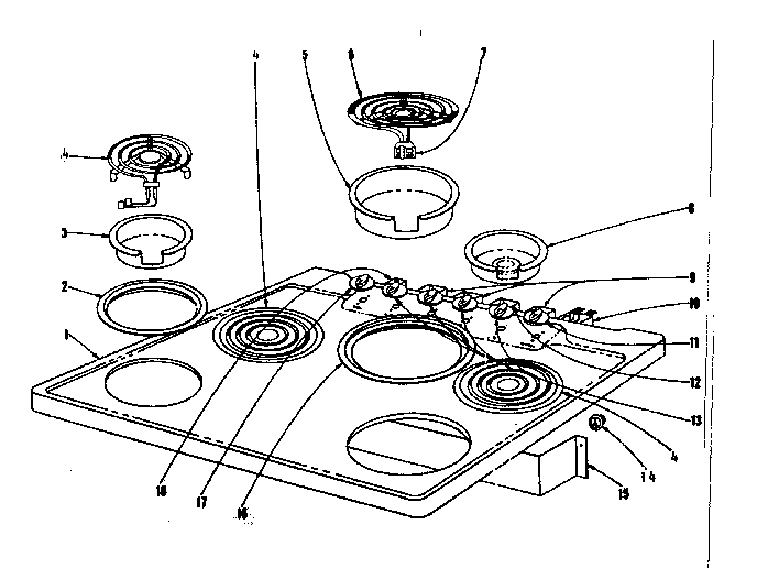Kenmore 101934630 cook top section diagram