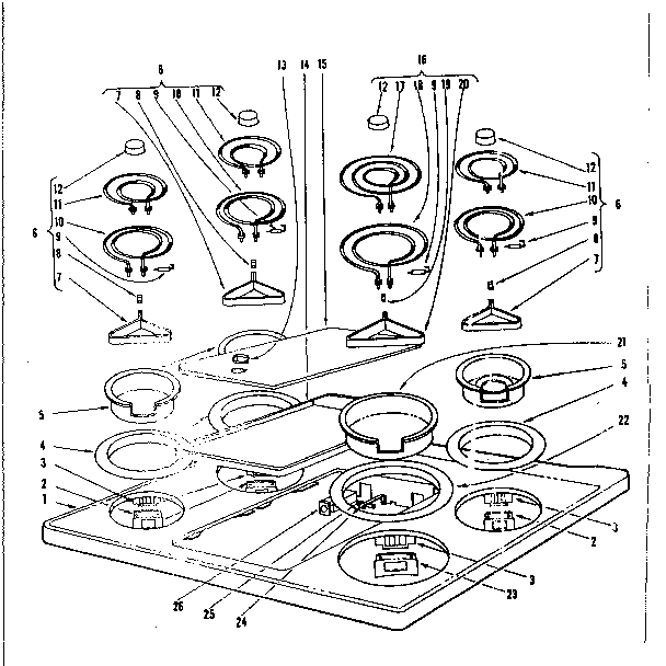 Kenmore 101935600 cook top section diagram