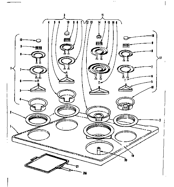Kenmore 101936610 cook top section diagram