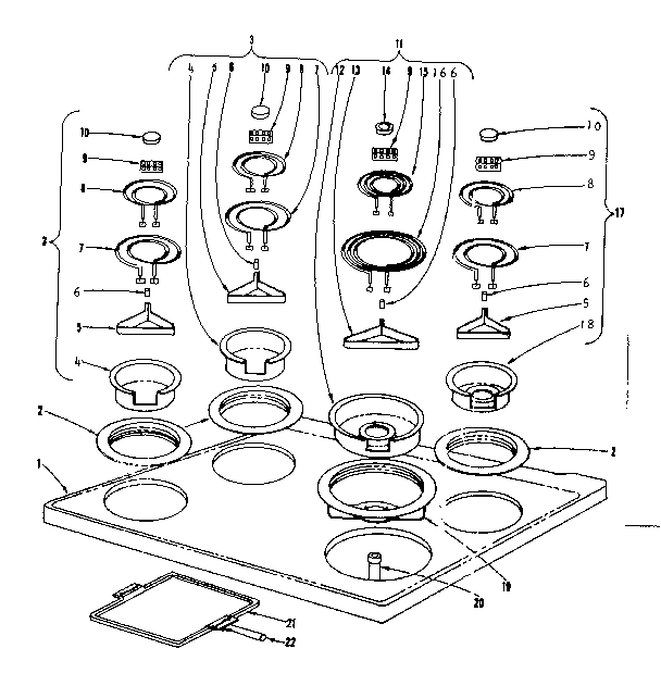 Kenmore 101938610 cook top section diagram