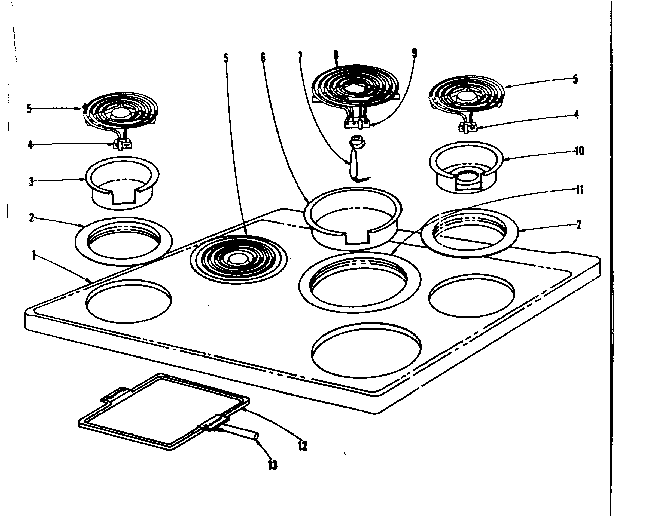 Kenmore 101938630 cook top section diagram