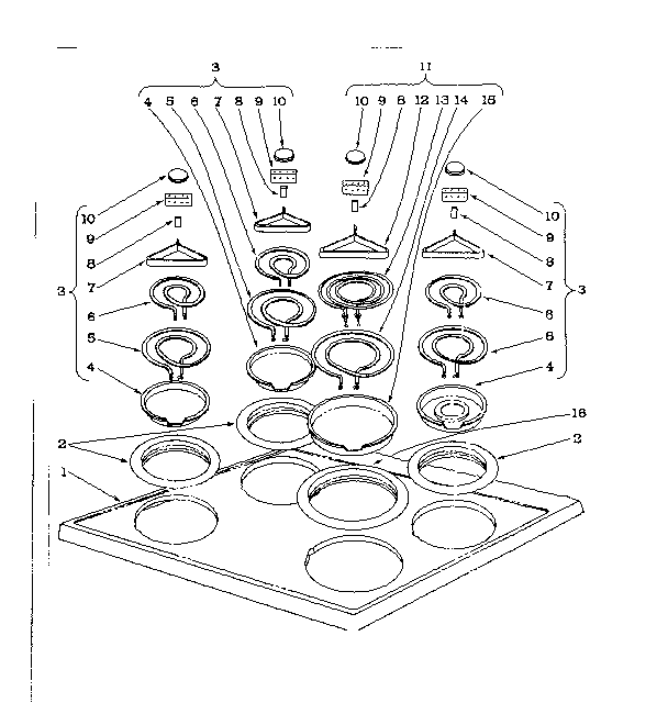 Kenmore 101963582 cooktop section diagram