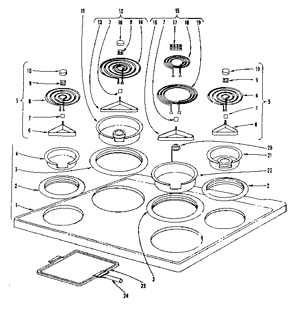 Kenmore 101967620 cook top section diagram