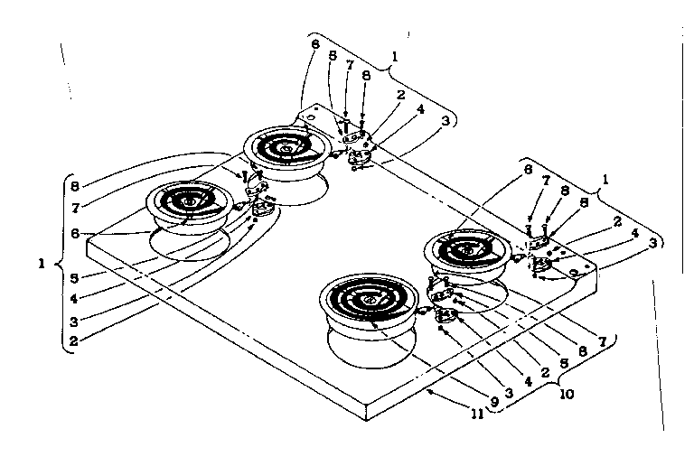 Kenmore 101969581 cook top section diagram