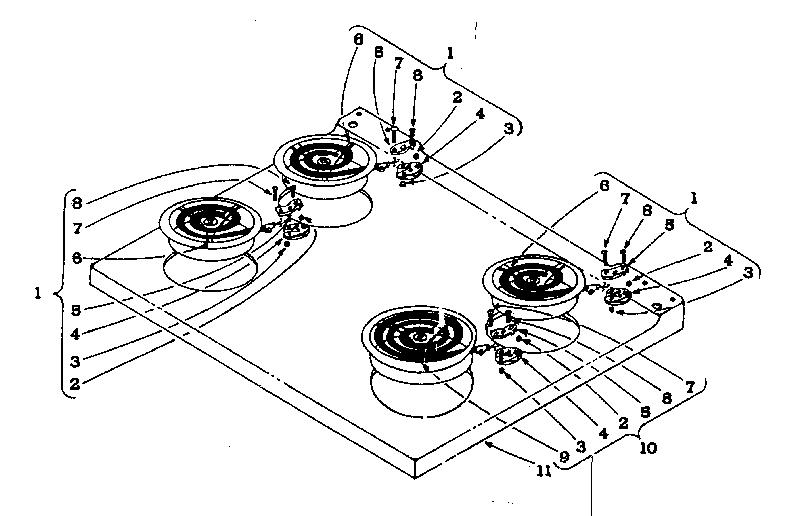 Kenmore 101969597 cook top section diagram