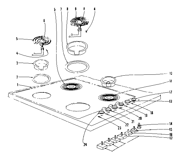 Kenmore 1019326400 cook top section diagram