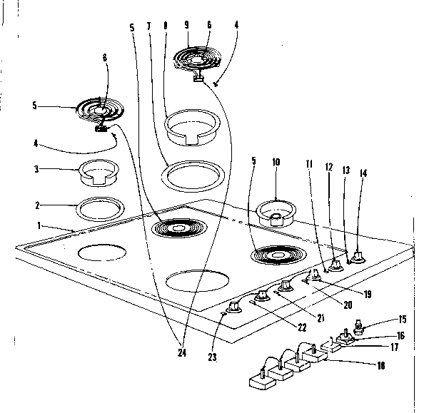 Kenmore 1019326500 cook top section diagram