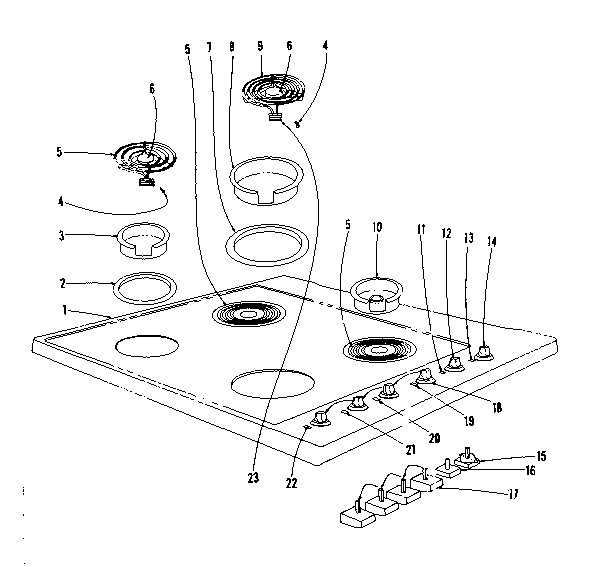 Kenmore 1019346500 cook top section diagram
