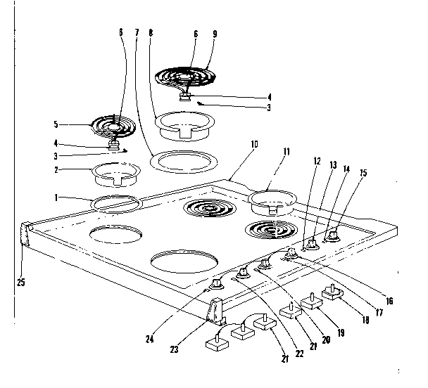 Kenmore 1019356540 cook top section diagram