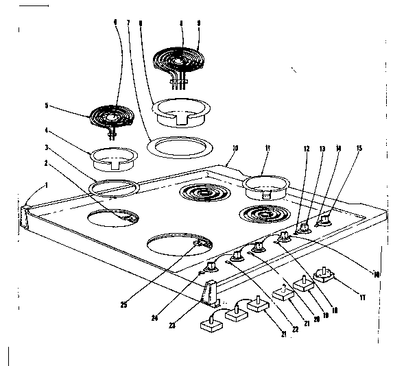 Kenmore 1019366550 cook top section diagram