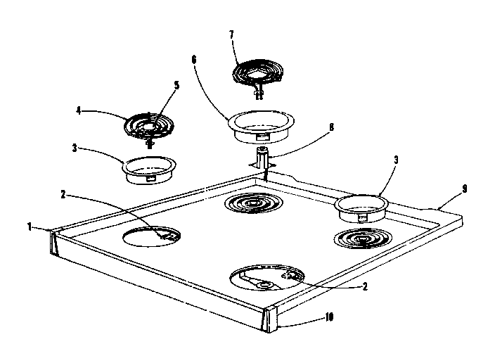Kenmore 1019366601 cook top section diagram