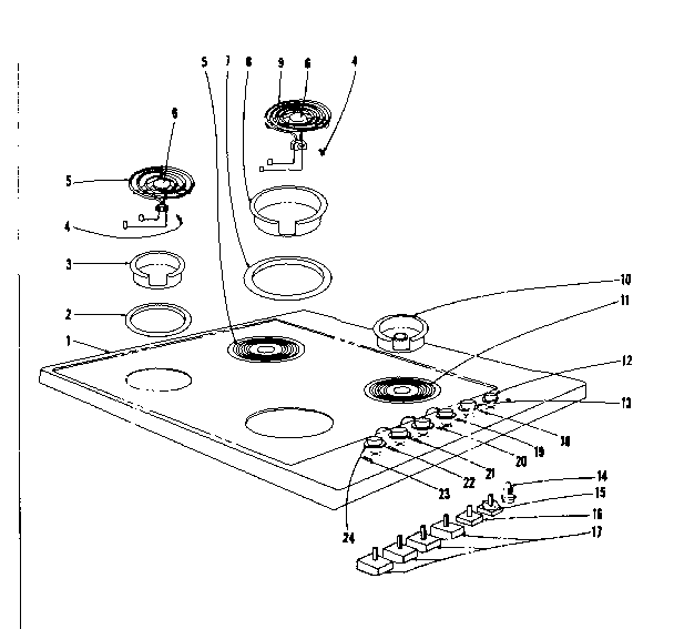 Kenmore 1019376400 cook top section diagram