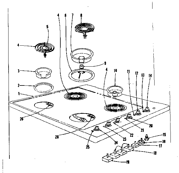 Kenmore 1019376500 cook top section diagram