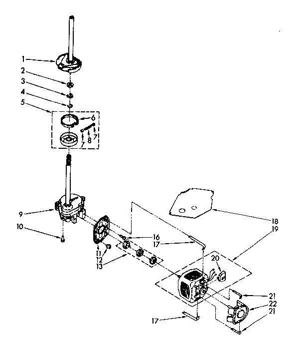 Kenmore 11082403100 brake, clutch, gearcase, motor and pump diagram