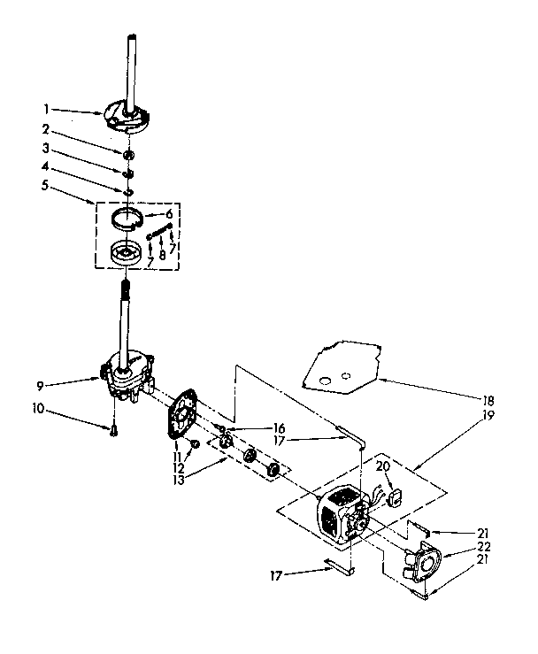 Kenmore 11082405800 brake, clutch, gearcase, motor and pump diagram