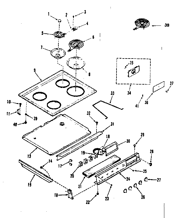 Kenmore 9114628791 main top section diagram