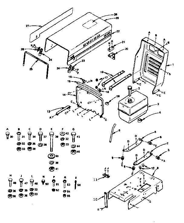 Craftsman 91725161 engine mount, hood & grill diagram