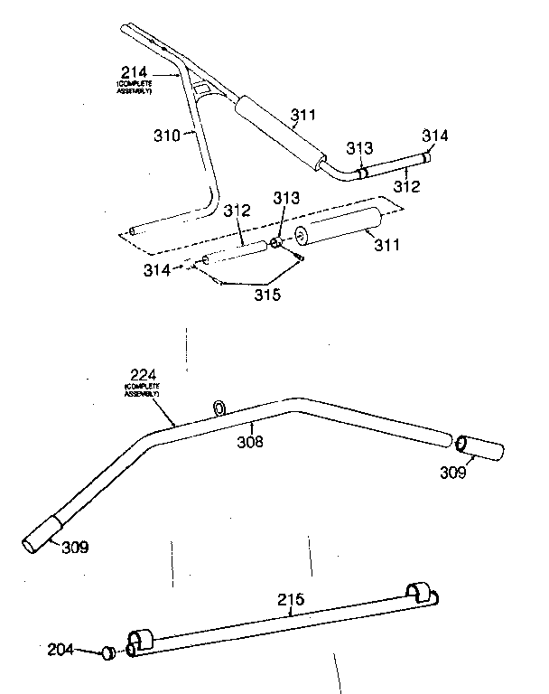 Lifestyler 15650 handlebar, lat bar and leg press bar diagram